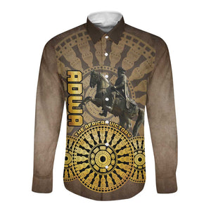 Adwa Victory Day Long Sleeve Button Shirt Adwa Battle Shield - Vintage Style
