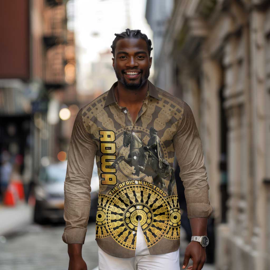 Adwa Victory Day Long Sleeve Button Shirt Adwa Battle Shield - Vintage Style