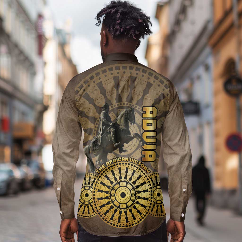 Adwa Victory Day Long Sleeve Button Shirt Adwa Battle Shield - Vintage Style