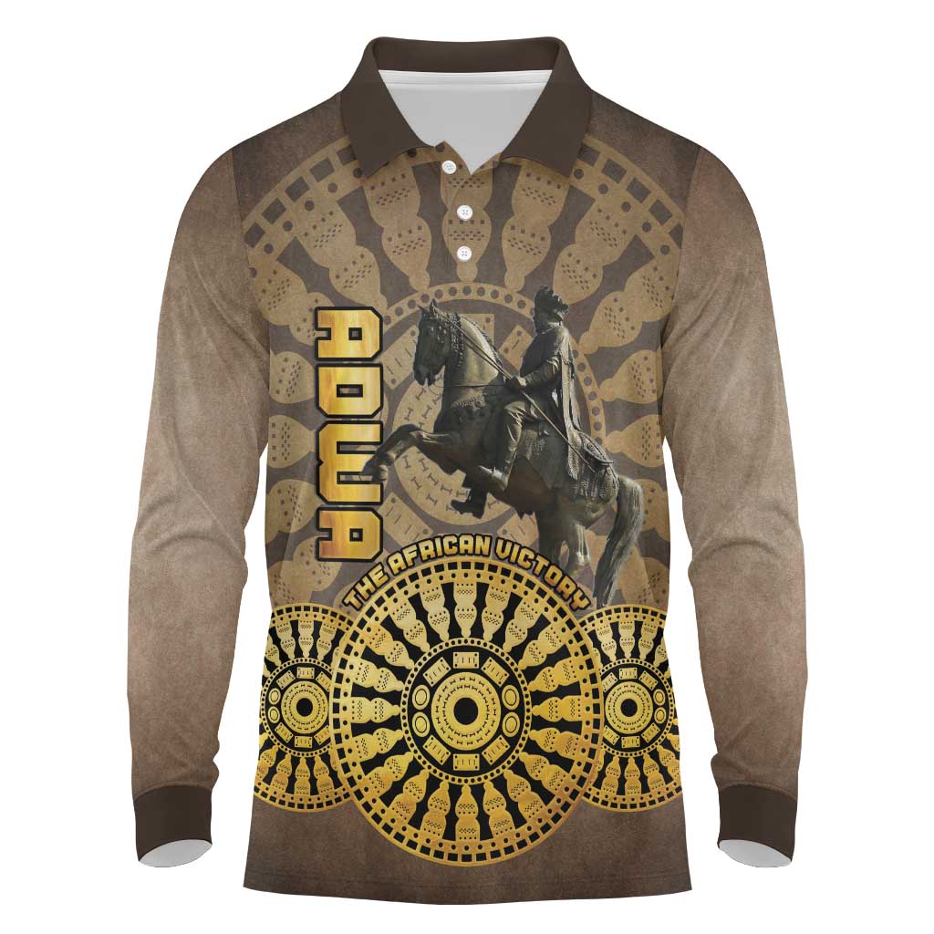 Adwa Victory Day Long Sleeve Polo Shirt Adwa Battle Shield - Vintage Style