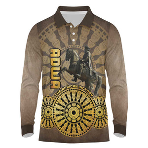 Adwa Victory Day Long Sleeve Polo Shirt Adwa Battle Shield - Vintage Style