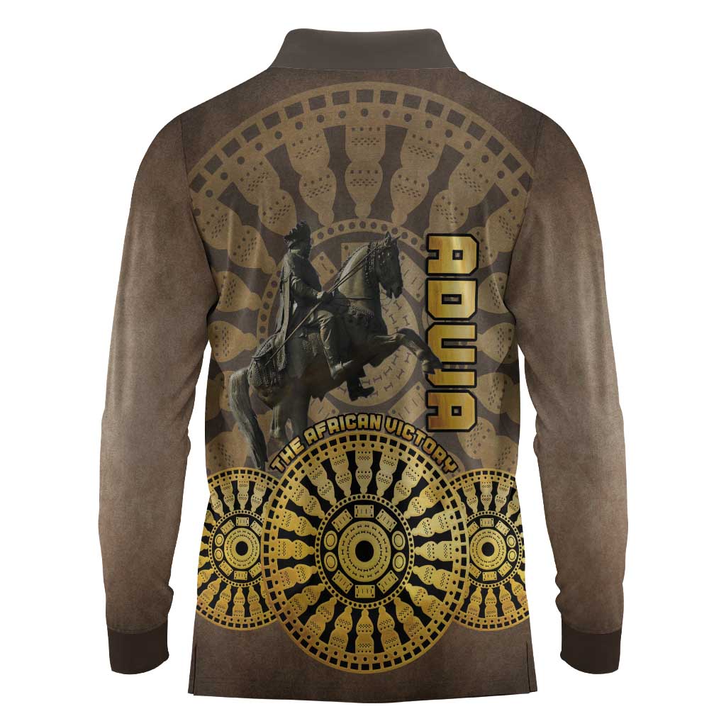 Adwa Victory Day Long Sleeve Polo Shirt Adwa Battle Shield - Vintage Style