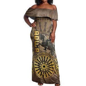 Adwa Victory Day Off Shoulder Maxi Dress Adwa Battle Shield - Vintage Style