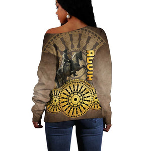 Adwa Victory Day Off Shoulder Sweater Adwa Battle Shield - Vintage Style