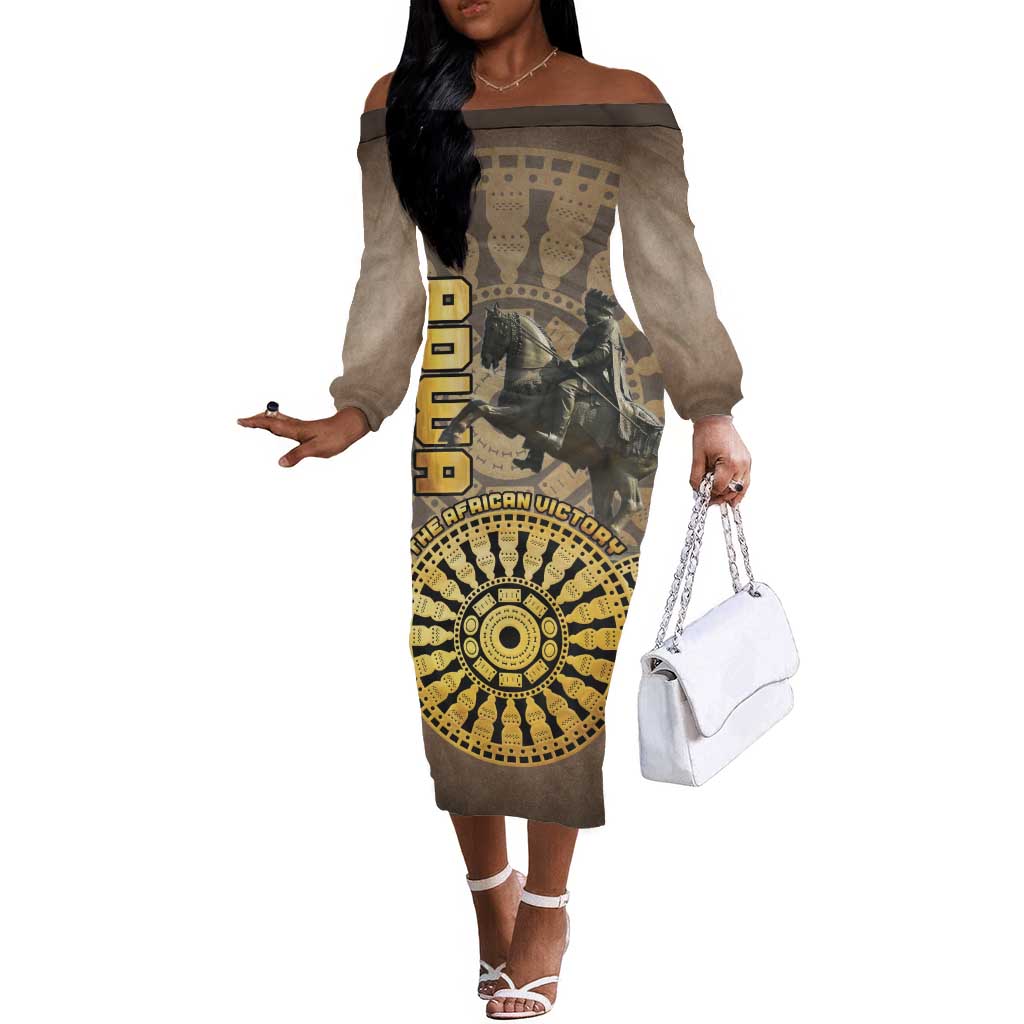 Adwa Victory Day Off The Shoulder Long Sleeve Dress Adwa Battle Shield - Vintage Style