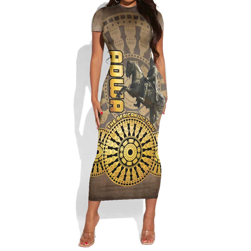 Adwa Victory Day Short Sleeve Bodycon Dress Adwa Battle Shield - Vintage Style LT15