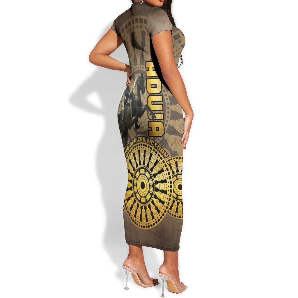 Adwa Victory Day Short Sleeve Bodycon Dress Adwa Battle Shield - Vintage Style LT15
