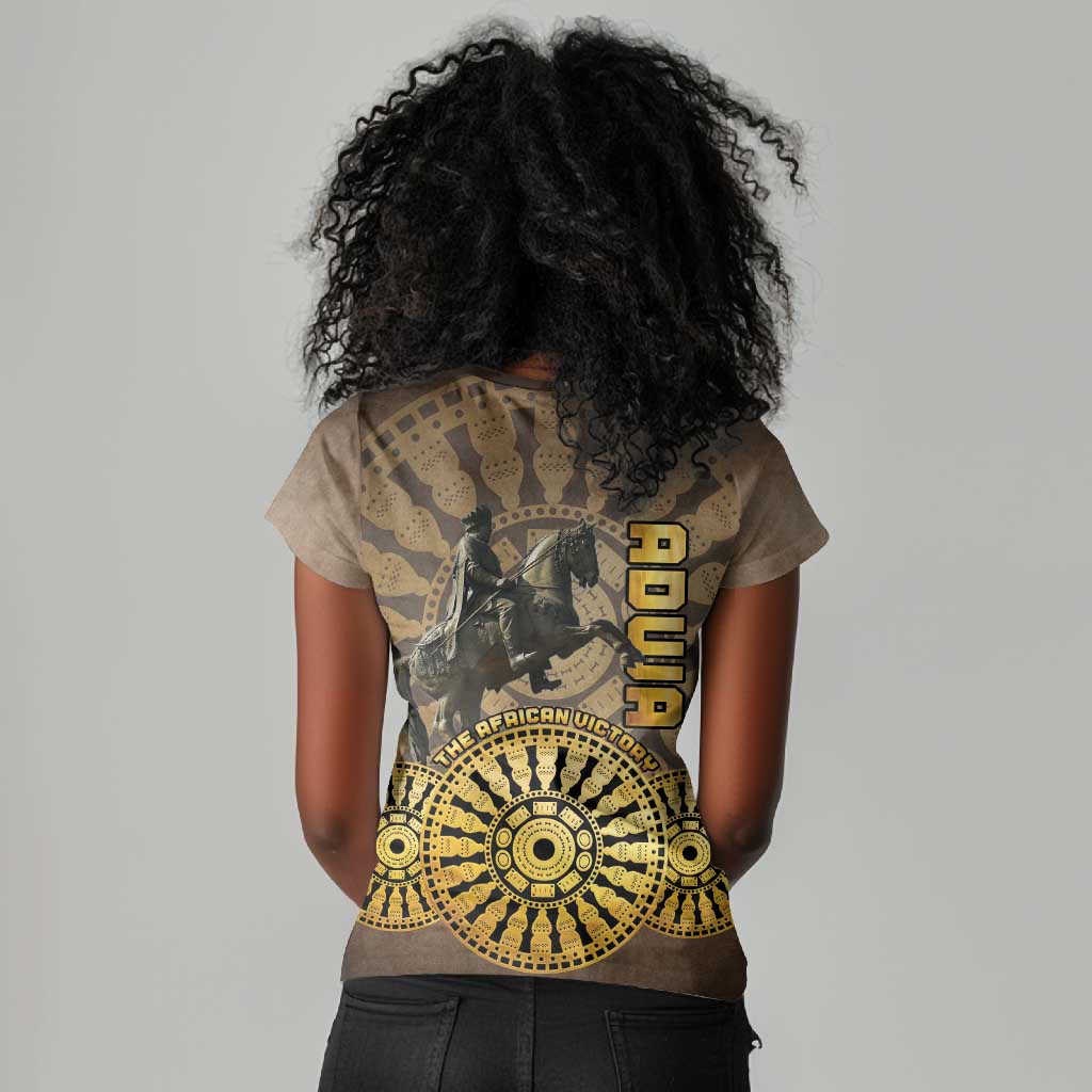 Adwa Victory Day Women V-Neck T-Shirt Adwa Battle Shield - Vintage Style