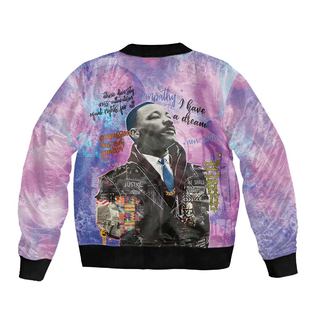 Martin Luther King Jr Sleeve Zip Bomber Jacket I Have a Dream Graffiti Style - African Pride