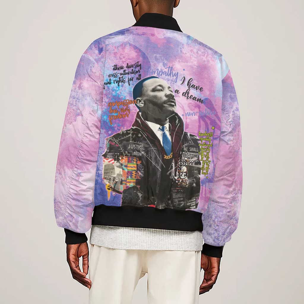 Martin Luther King Jr Sleeve Zip Bomber Jacket I Have a Dream Graffiti Style - African Pride