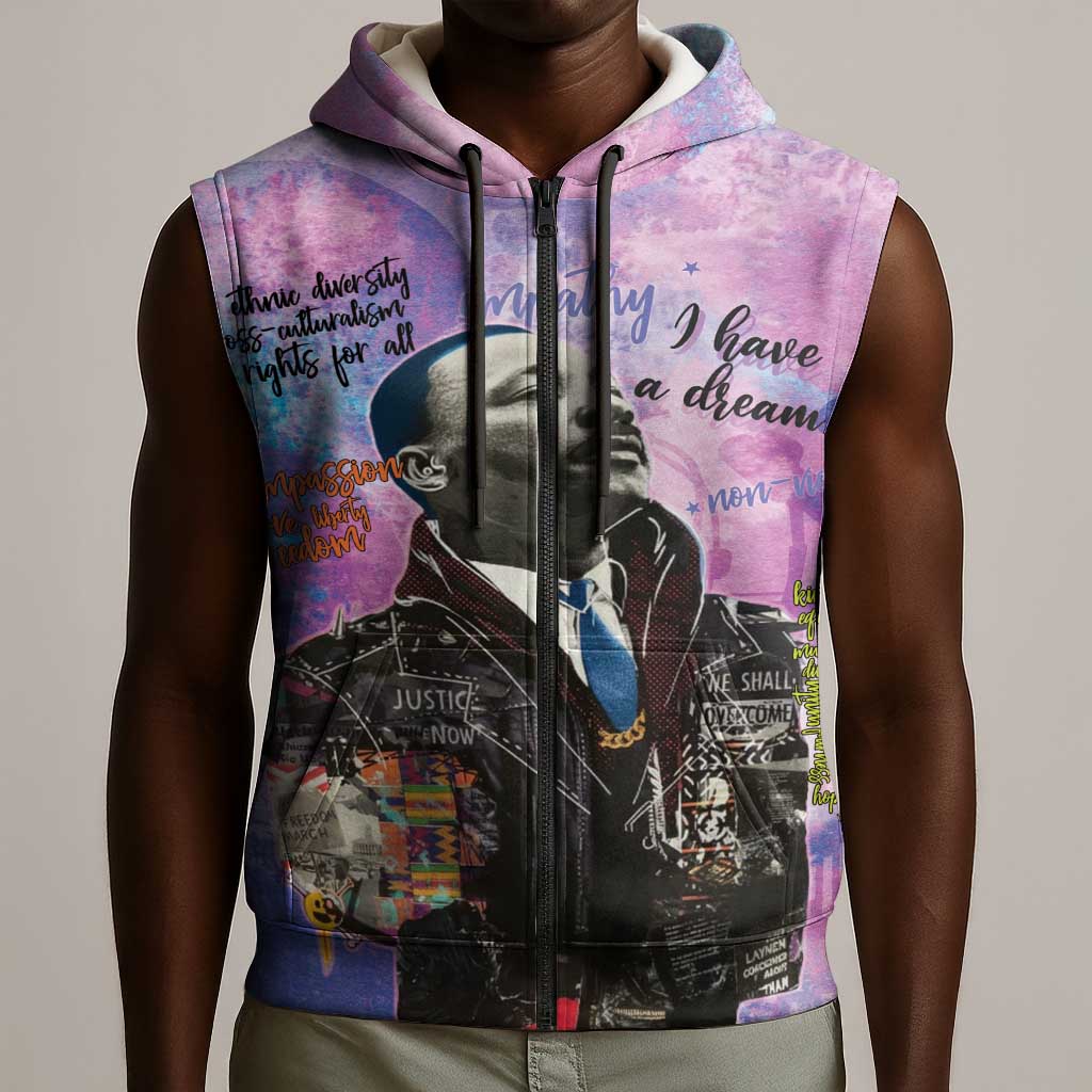 Martin Luther King Jr Sleeveless Zip Hoodie I Have a Dream Graffiti Style - African Pride