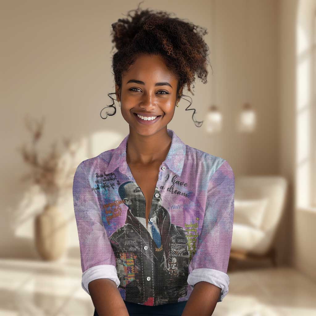 Martin Luther King Jr Women Casual Shirt I Have a Dream Graffiti Style - African Pride