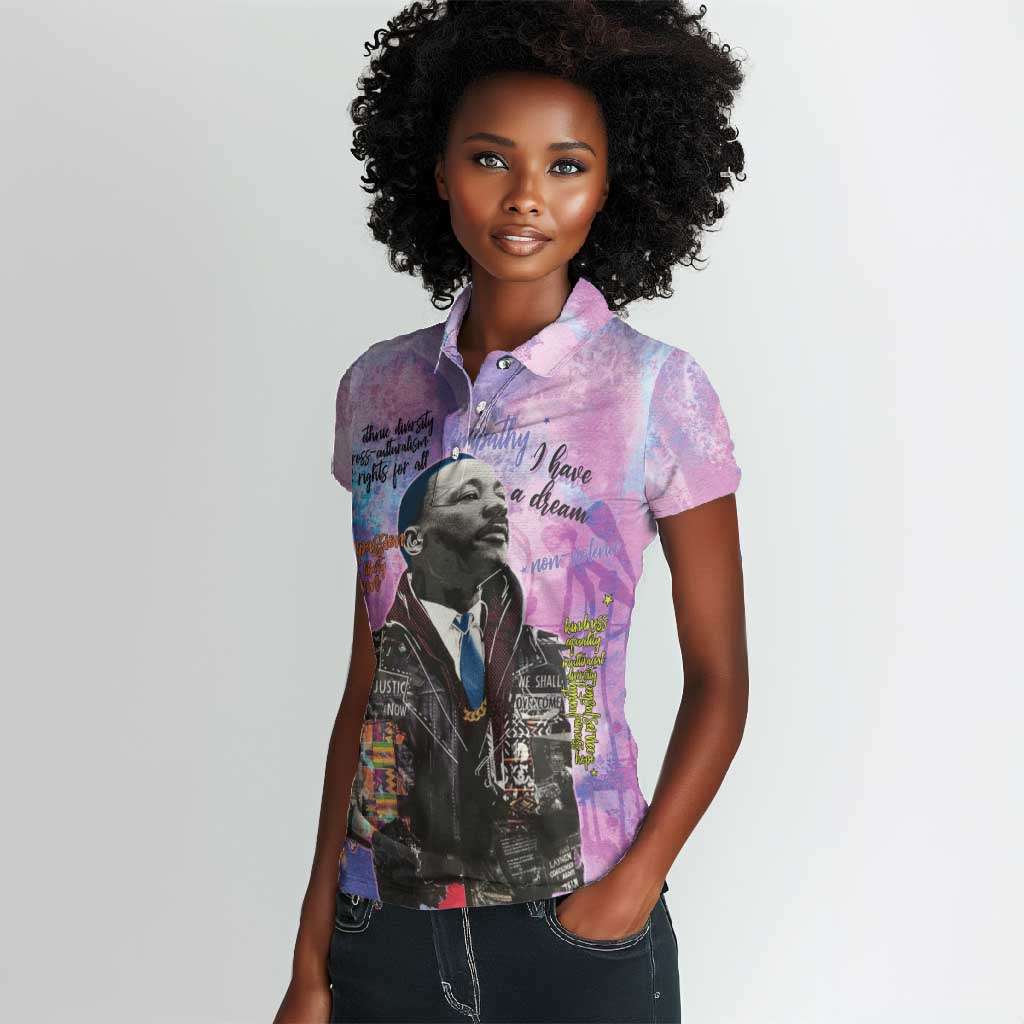 Martin Luther King Jr Women Polo Shirt I Have a Dream Graffiti Style - African Pride