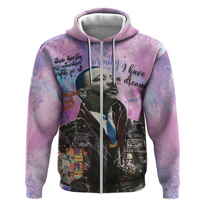 Martin Luther King Jr Zip Hoodie I Have a Dream Graffiti Style - African Pride