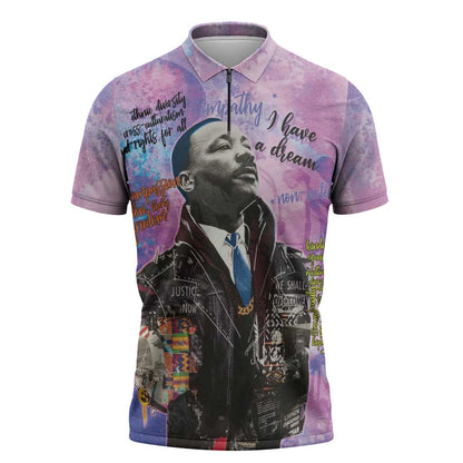 Martin Luther King Jr Zipper Polo Shirt I Have a Dream Graffiti Style - African Pride
