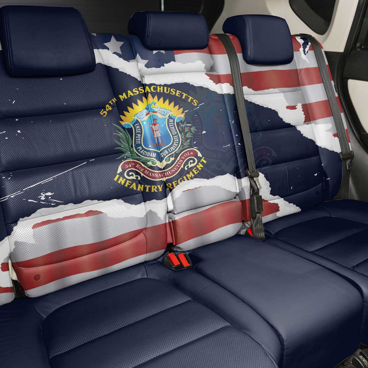 54th Massachusetts Infantry Regiment Back Car Seat Cover American Flag Heritage - African Pride