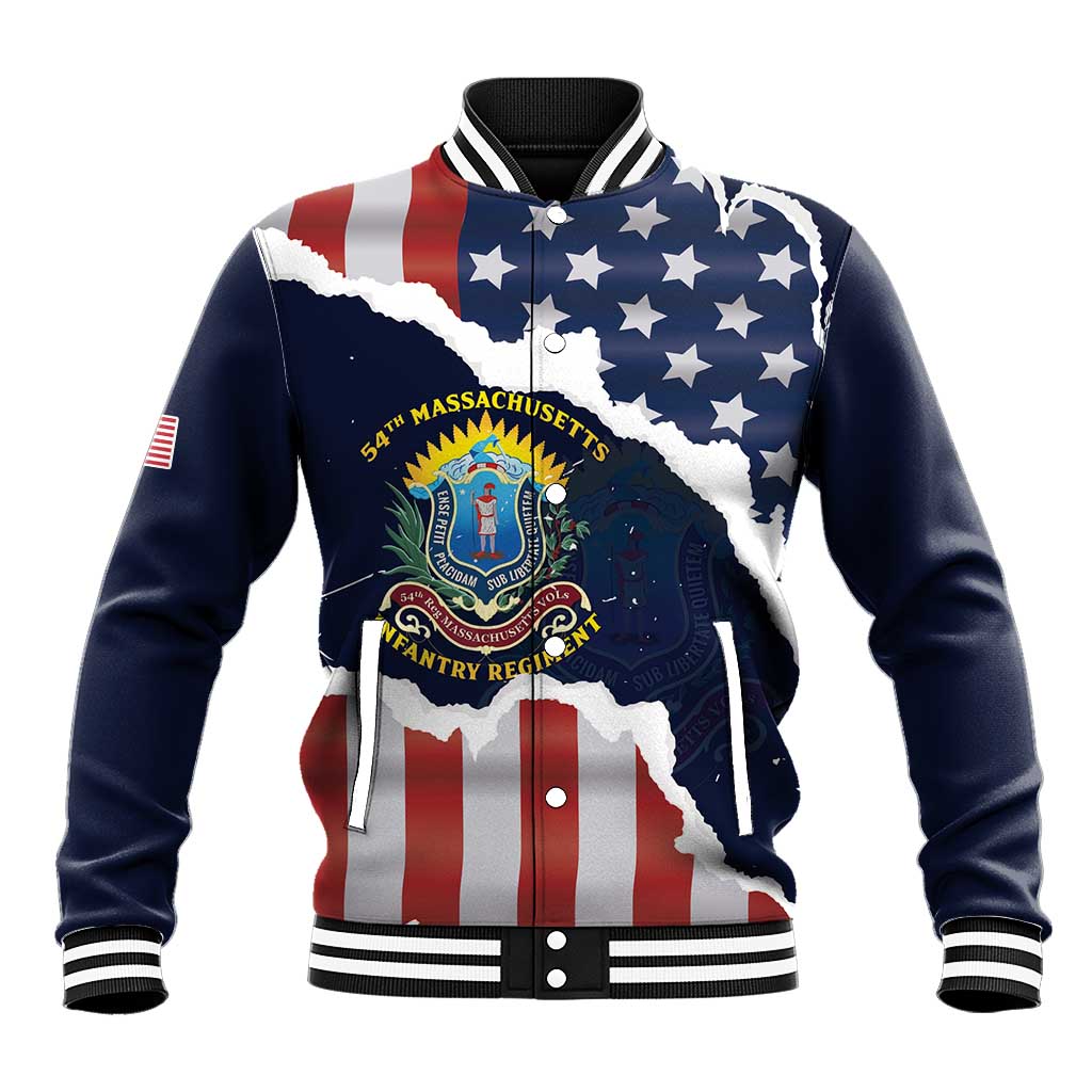 Personalized 54th Massachusetts Infantry Regiment Baseball Jacket American Flag Heritage - African Pride