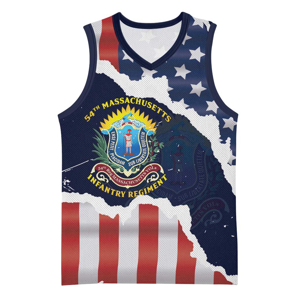 Personalized 54th Massachusetts Infantry Regiment Basketball Jersey American Flag Heritage - African Pride