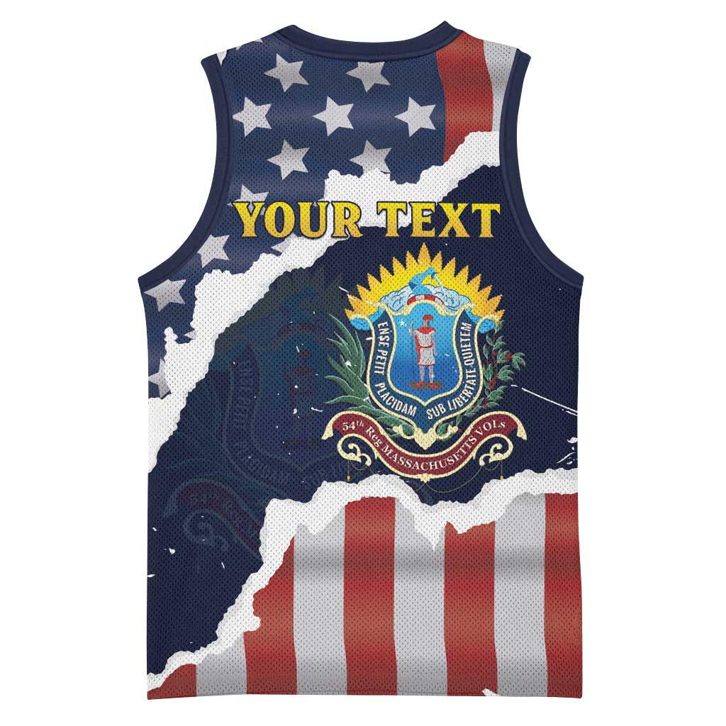 Personalized 54th Massachusetts Infantry Regiment Basketball Jersey American Flag Heritage - African Pride