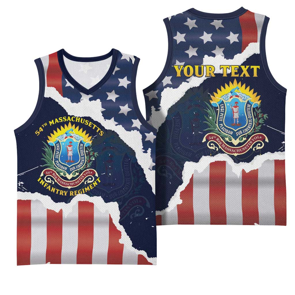 Personalized 54th Massachusetts Infantry Regiment Basketball Jersey American Flag Heritage - African Pride