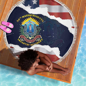 54th Massachusetts Infantry Regiment Beach Blanket American Flag Heritage - African Pride