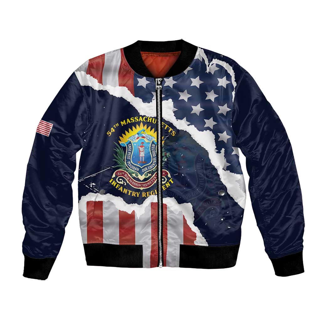 Personalized 54th Massachusetts Infantry Regiment Bomber Jacket American Flag Heritage - African Pride