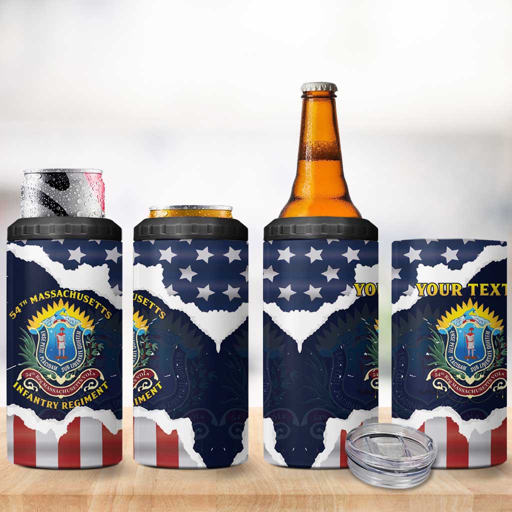 Personalized 54th Massachusetts Infantry Regiment 4 in 1 Can Cooler Tumbler American Flag Heritage - African Pride