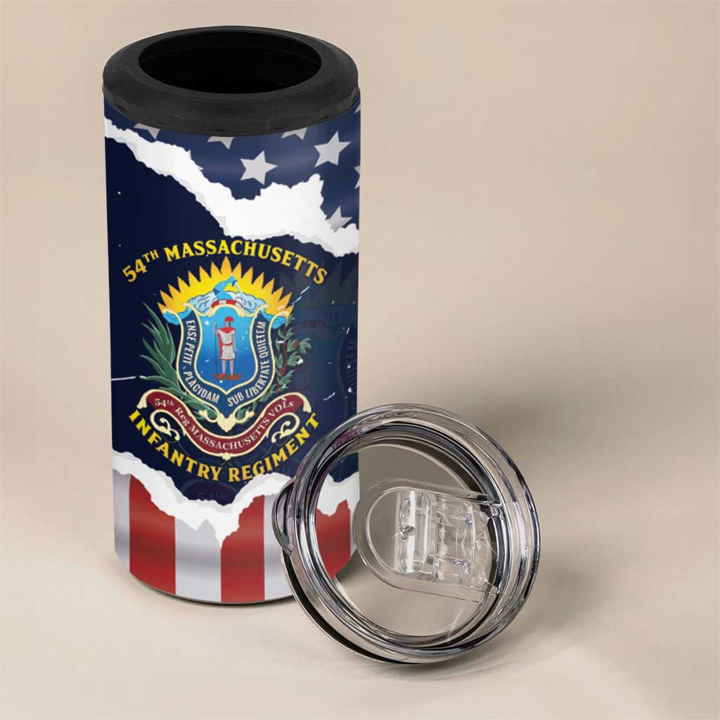 Personalized 54th Massachusetts Infantry Regiment 4 in 1 Can Cooler Tumbler American Flag Heritage - African Pride