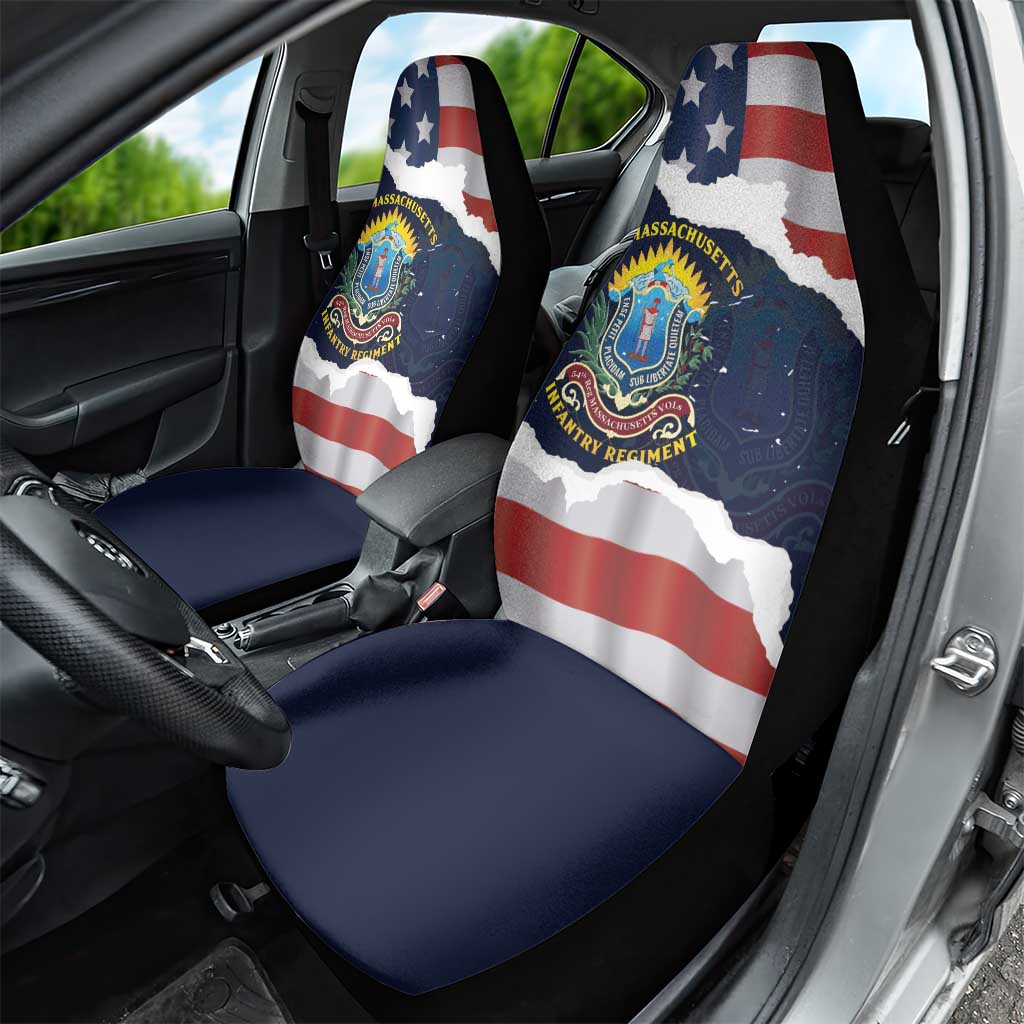 54th Massachusetts Infantry Regiment Car Seat Cover American Flag Heritage - African Pride