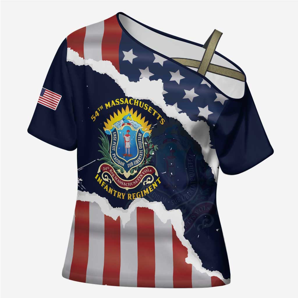 Personalized 54th Massachusetts Infantry Regiment Cross Shoulder Shirt American Flag Heritage - African Pride