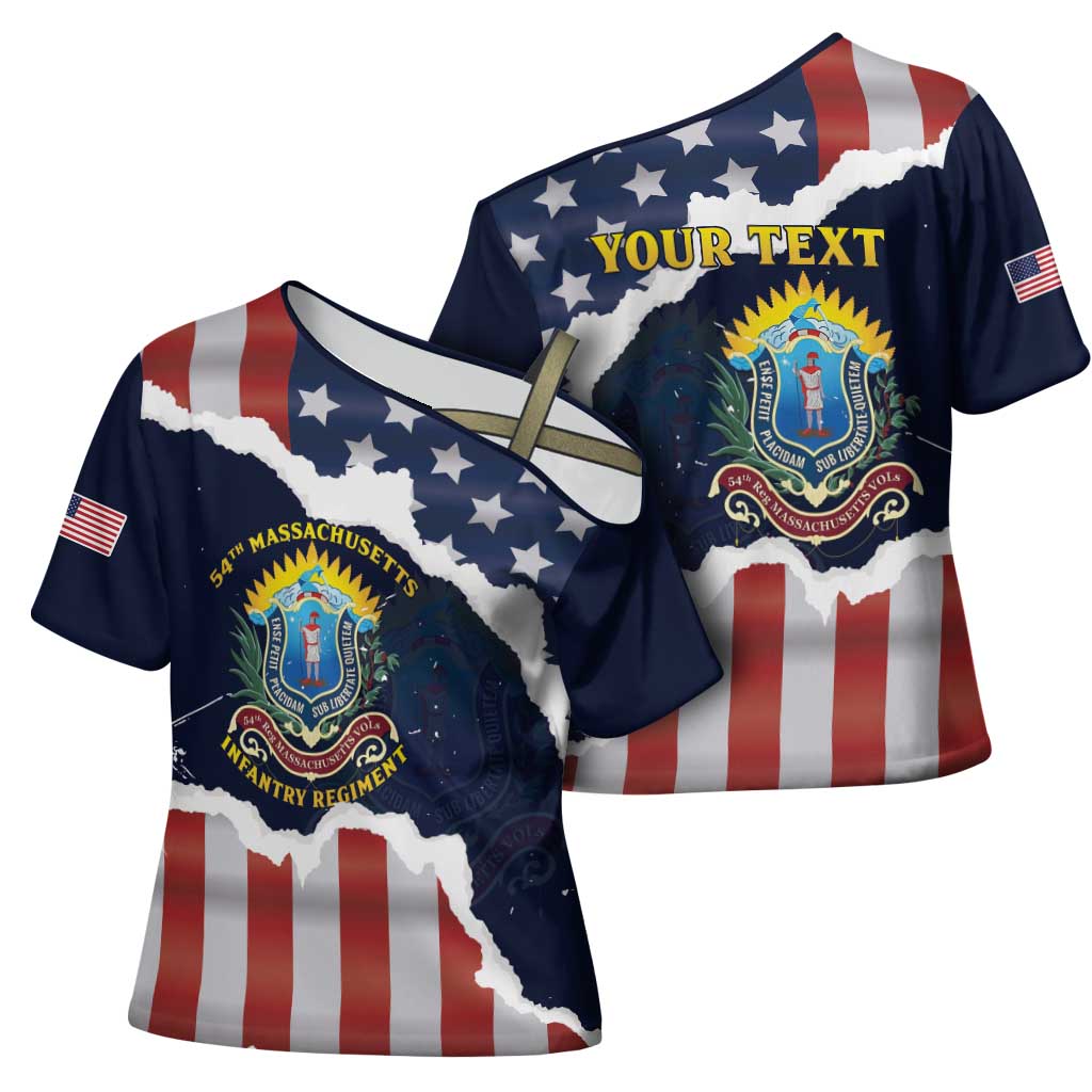 Personalized 54th Massachusetts Infantry Regiment Cross Shoulder Shirt American Flag Heritage - African Pride