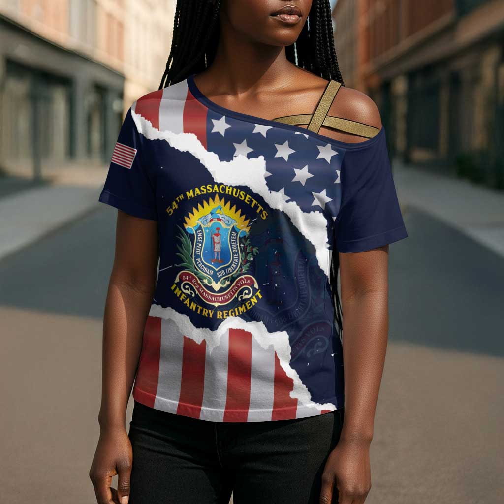 Personalized 54th Massachusetts Infantry Regiment Cross Shoulder Shirt American Flag Heritage - African Pride