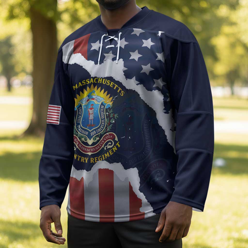 Personalized 54th Massachusetts Infantry Regiment Hockey Jersey American Flag Heritage - African Pride