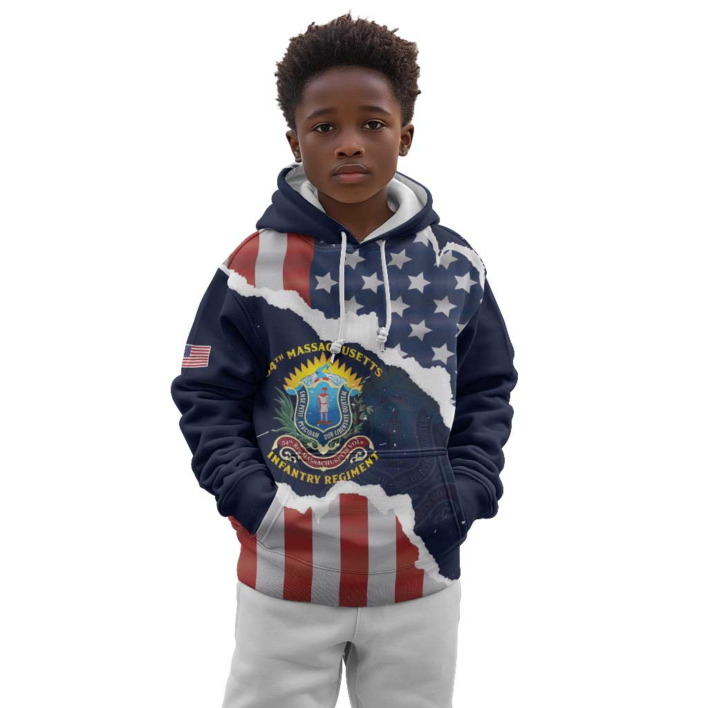 Personalized 54th Massachusetts Infantry Regiment Kid Hoodie American Flag Heritage - African Pride