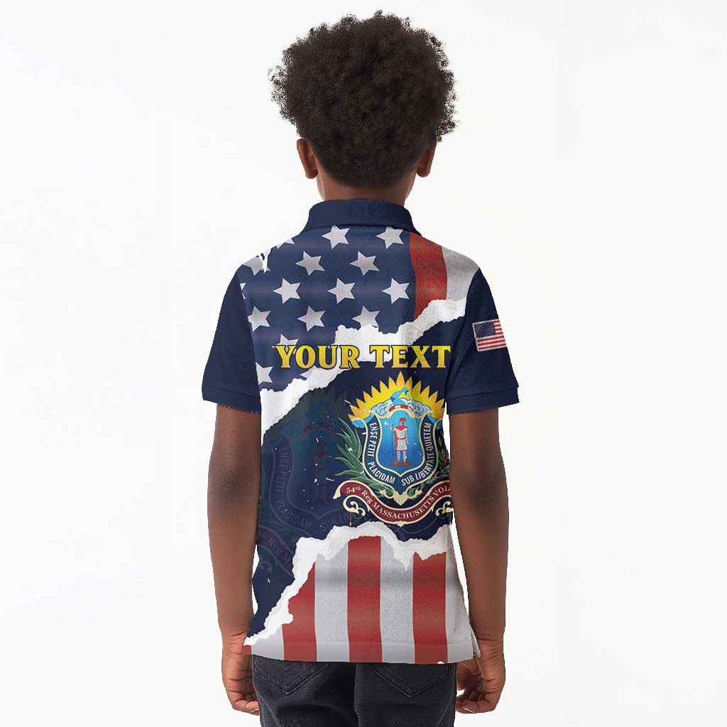 Personalized 54th Massachusetts Infantry Regiment Kid Polo Shirt American Flag Heritage - African Pride