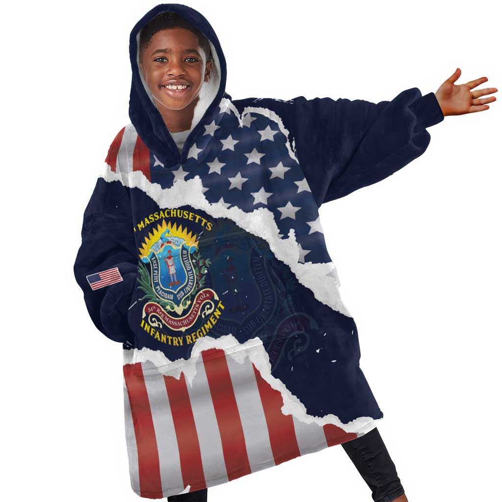 Personalized 54th Massachusetts Infantry Regiment Kid Wearable Blanket Hoodie American Flag Heritage - African Pride