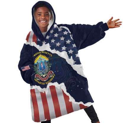 Personalized 54th Massachusetts Infantry Regiment Kid Wearable Blanket Hoodie American Flag Heritage - African Pride