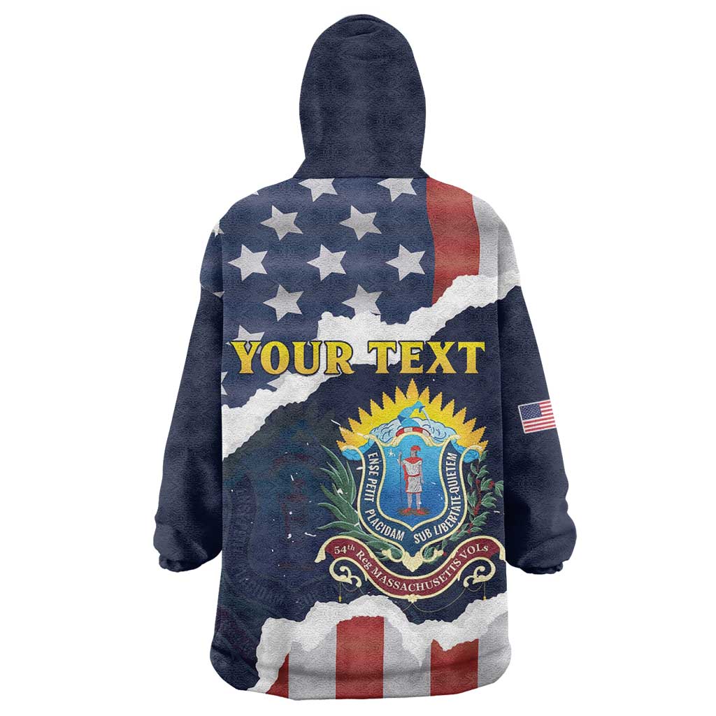 Personalized 54th Massachusetts Infantry Regiment Kid Wearable Blanket Hoodie American Flag Heritage - African Pride