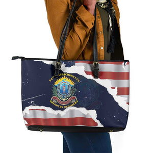 54th Massachusetts Infantry Regiment Leather Tote Bag American Flag Heritage - African Pride