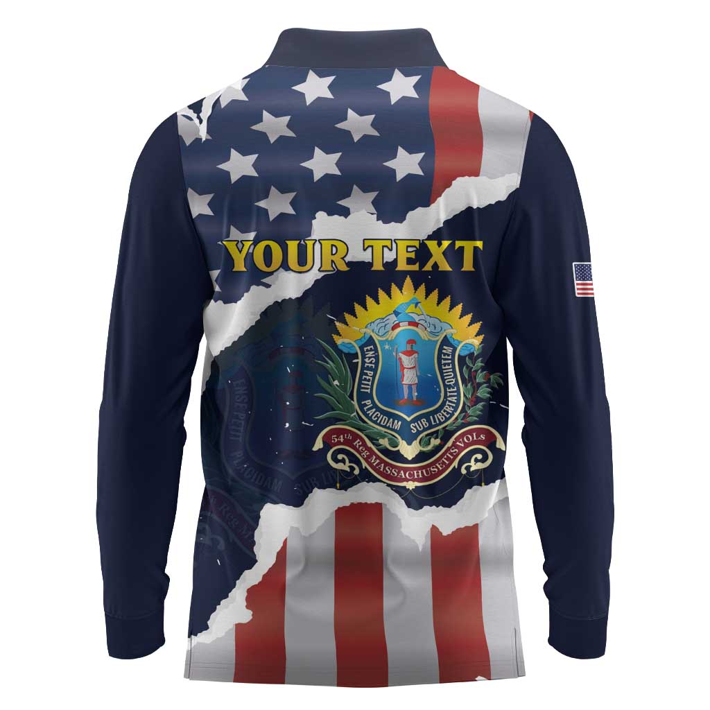 Personalized 54th Massachusetts Infantry Regiment Long Sleeve Polo Shirt American Flag Heritage - African Pride