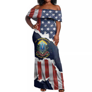 Personalized 54th Massachusetts Infantry Regiment Off Shoulder Maxi Dress American Flag Heritage - African Pride