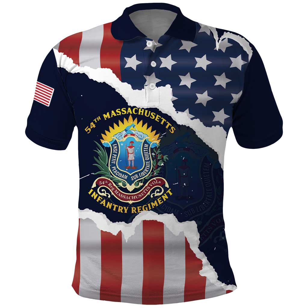 Personalized 54th Massachusetts Infantry Regiment Polo Shirt American Flag Heritage - African Pride