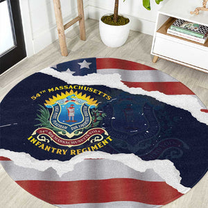 54th Massachusetts Infantry Regiment Round Carpet American Flag Heritage - African Pride