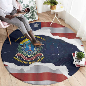 54th Massachusetts Infantry Regiment Round Carpet American Flag Heritage - African Pride