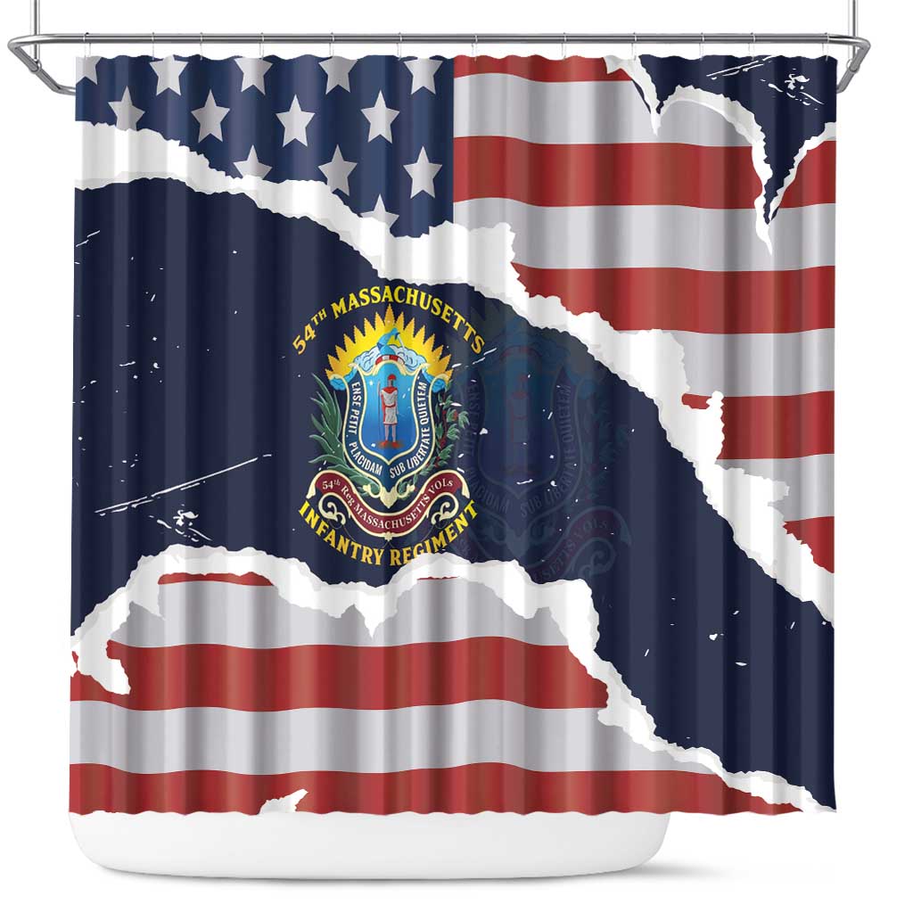 54th Massachusetts Infantry Regiment Shower Curtain American Flag Heritage - African Pride