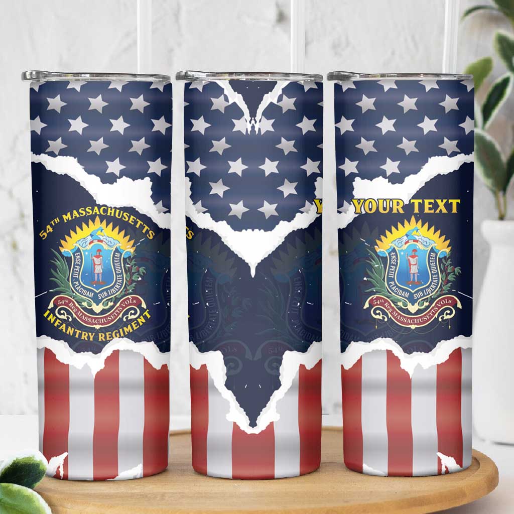 Personalized 54th Massachusetts Infantry Regiment Skinny Tumbler American Flag Heritage - African Pride