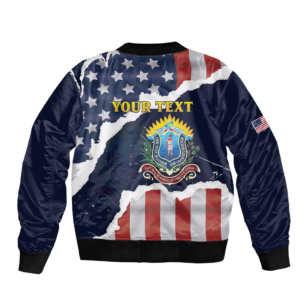 Personalized 54th Massachusetts Infantry Regiment Sleeve Zip Bomber Jacket American Flag Heritage - African Pride