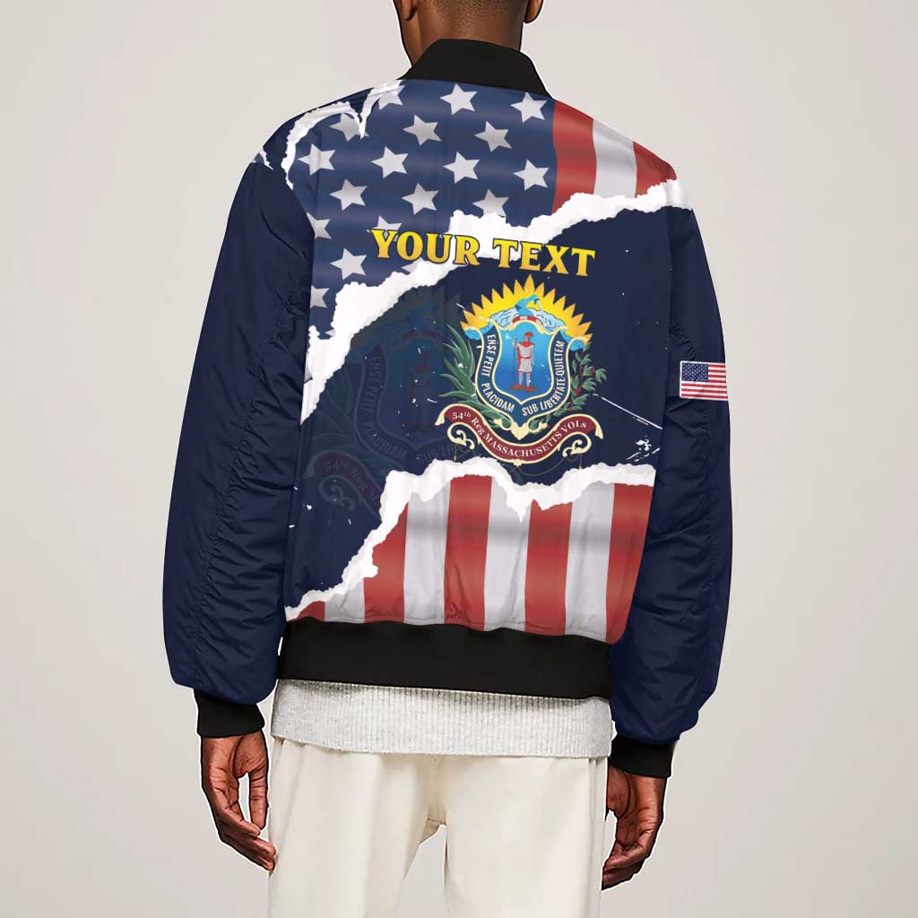 Personalized 54th Massachusetts Infantry Regiment Sleeve Zip Bomber Jacket American Flag Heritage - African Pride