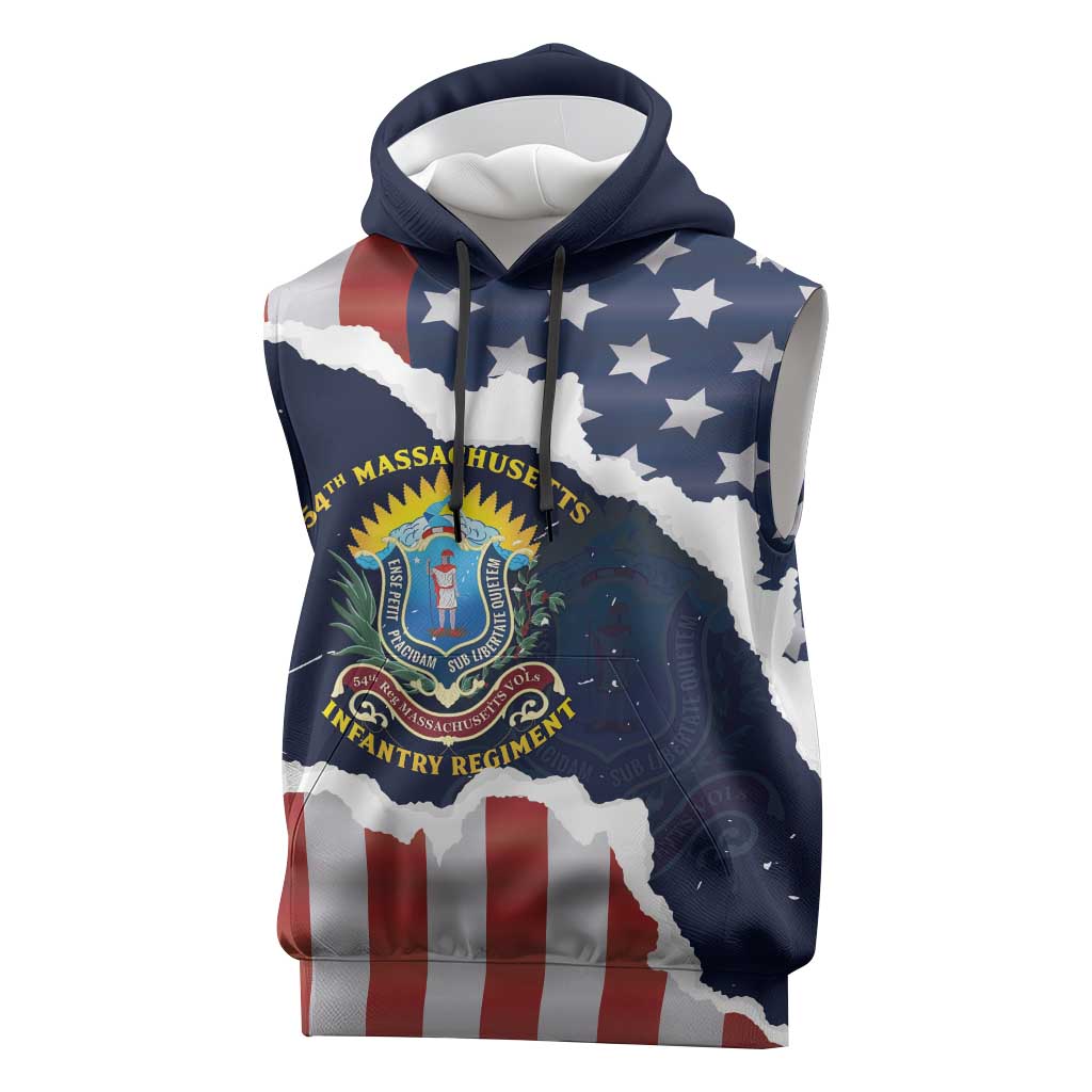 Personalized 54th Massachusetts Infantry Regiment Sleeveless Hoodie American Flag Heritage - African Pride