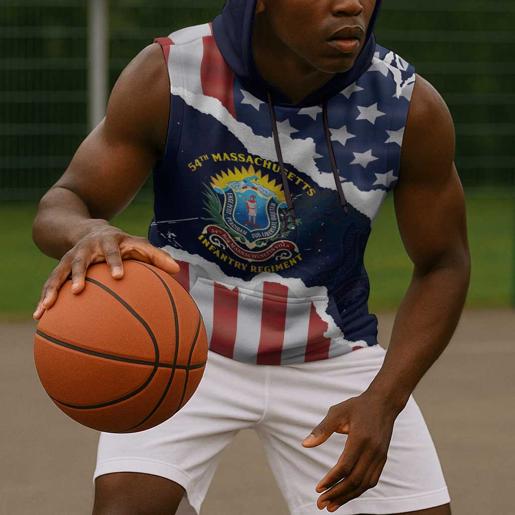Personalized 54th Massachusetts Infantry Regiment Sleeveless Hoodie American Flag Heritage - African Pride